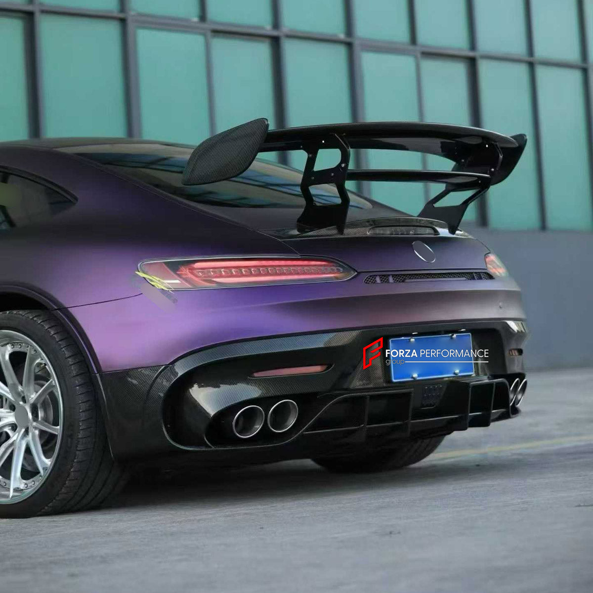 DRY CARBON BODY KIT for MERCEDES-BENZ AMG GT GTS GTC GTR 2014 - 2022 FORZA PERFORMANCE custom fit Black Series

Set includes:
Front Lip
Front Bumper Assembly
Front Grille
License Plate
Hood Bonnet
Front Fenders
Fender Flares
Side Skirts
Rear Spoiler Wing
Rear Bumper Assembly
Rear Diffuser

Material: Dry Carbon, Plastic

NOTE: Professional installation is required.