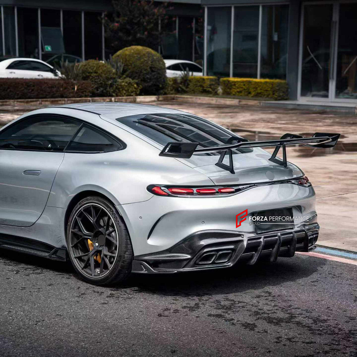 DRY CARBON BODY KIT for MERCEDES-BENZ AMG GT63 S C192 2024+

Set includes:
Front Lip
Front Bumper Canards
Hood Bonnet
Front Fenders
Side Skirts
Rear Spoiler Wing
Rear Bumper Fins
Rear Diffuser

Material: Dry Carbon

NOTE: Professional installation is required.
