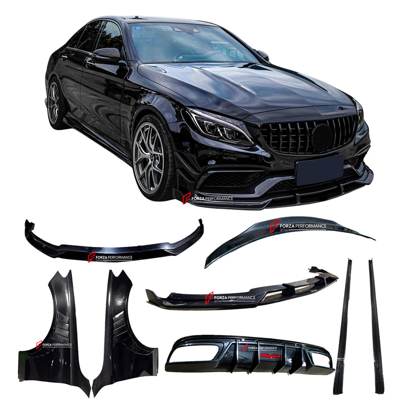 DRY CARBON BODY KIT for MERCEDES BENZ C63S AMG W205 2015 - 2022