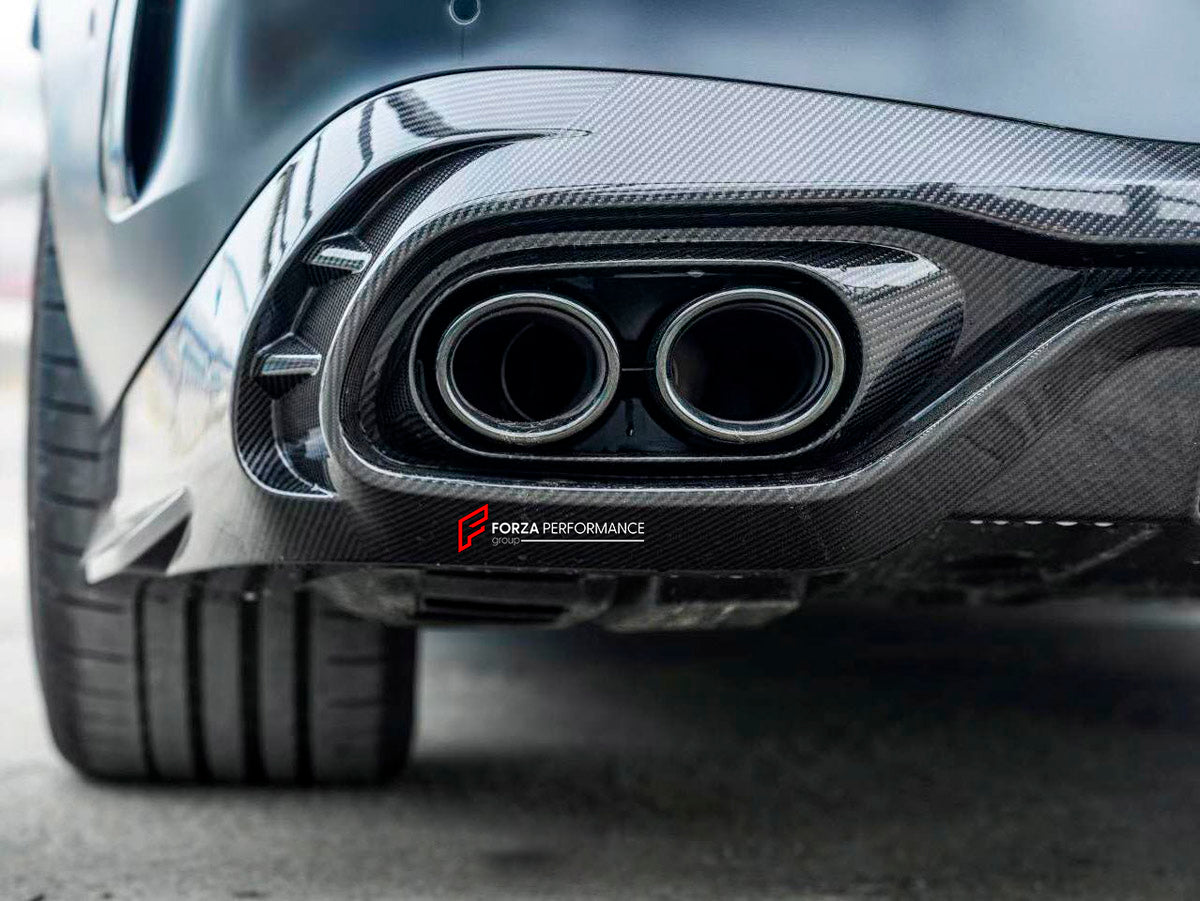 DRY CARBON BODY KIT for Mercedes Benz CLE53 AMG 2024+
Set includes:

Front Lip
Side Mirror Covers
Side Skirts
Roof Spoiler
Rear Diffuser
Material: Dry Carbon

NOTE: Professional installation is required.