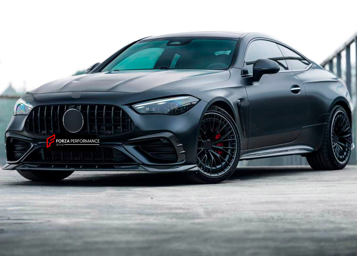DRY CARBON BODY KIT for Mercedes Benz CLE53 AMG 2024+
Set includes:

Front Lip
Side Mirror Covers
Side Skirts
Roof Spoiler
Rear Diffuser
Material: Dry Carbon

NOTE: Professional installation is required.