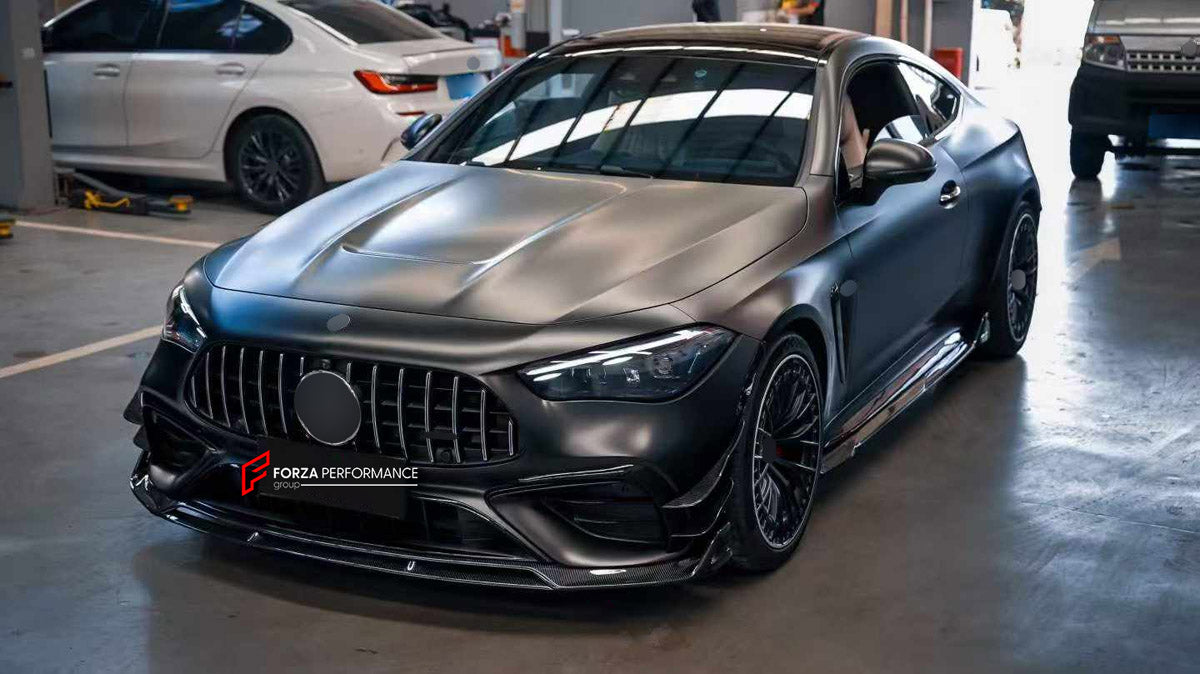 DRY CARBON BODY KIT for MERCEDES-BENZ CLE53 AMG COUPE C236 2025+

Set includes:
Front Lip
Front Bumper Canards
Side Skirts
Ducktail Spoiler
Rear Diffuser

Material: Dry Carbon

NOTE: Professional installation is required.