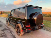 DRY CARBON BODY KIT FOR MERCEDES-BENZ G CLASS W464 W463A

Set includes:
Front Bumper Assembly
Front Bumper Trims
Hood
Side Fenders
Side Skirt
Spare Tire Cover
Rear Bumper

Material: Dry carbon fiber

NOTE: Professional installation is required