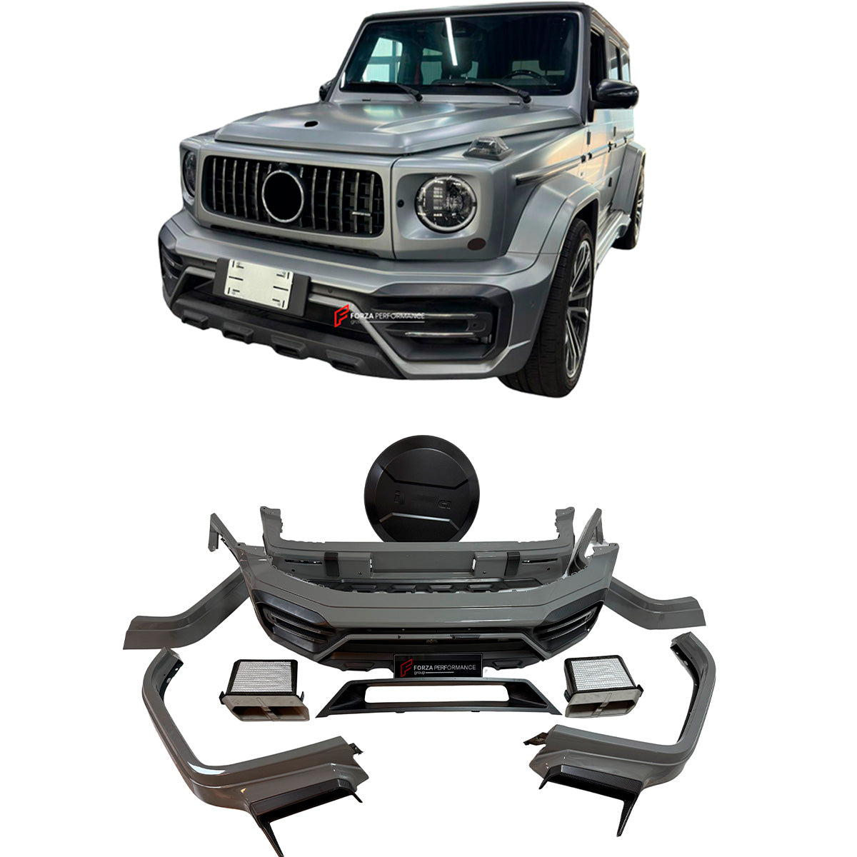 DRY CARBON BODY KIT for MERCEDES BENZ G-CLASS W465 G63 G550 G500 G350 2024+

Set includes:

Front Bumper Assembly
Front Bumper Air Vents Cover
DRL LED Lights
Front Fender Trim
Fender Flares
Side Skirts
Exhaust System
Exhaust Tips
Spare Tire Cover
Rear Bumper

Rear Bumper Trims
Rear Diffuser

Material: Dry Carbon

NOTE:&nbsp;Professional installation is required.

Why “Contact Us for Pricing”?

We don’t display fixed prices because our goal is to offer you the most competitive deal possible. Product costs of