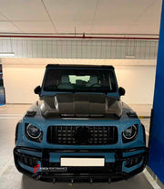 DRY CARBON BODY KIT for MERCEDES BENZ G-CLASS W465 G63 G550 G500 G350 2024+

Set includes:

Front Lip
Front Bumper Side Air Vents
Front Bumper Cover
Front Grille Frame
Headlights Cover
Hood / Bonnet
Turning Lights Frame
Side Mirror Covers
Side Moldings Trims
Fender Flares
Side Skirts
Exhaust Tips
Roof Cover with LED Lights
Rear Spoiler
D-Pillar Add-Ons
Spare Tire Cover
Rear Bumper Covers
Rear Diffuser

Material: Dry Carbon