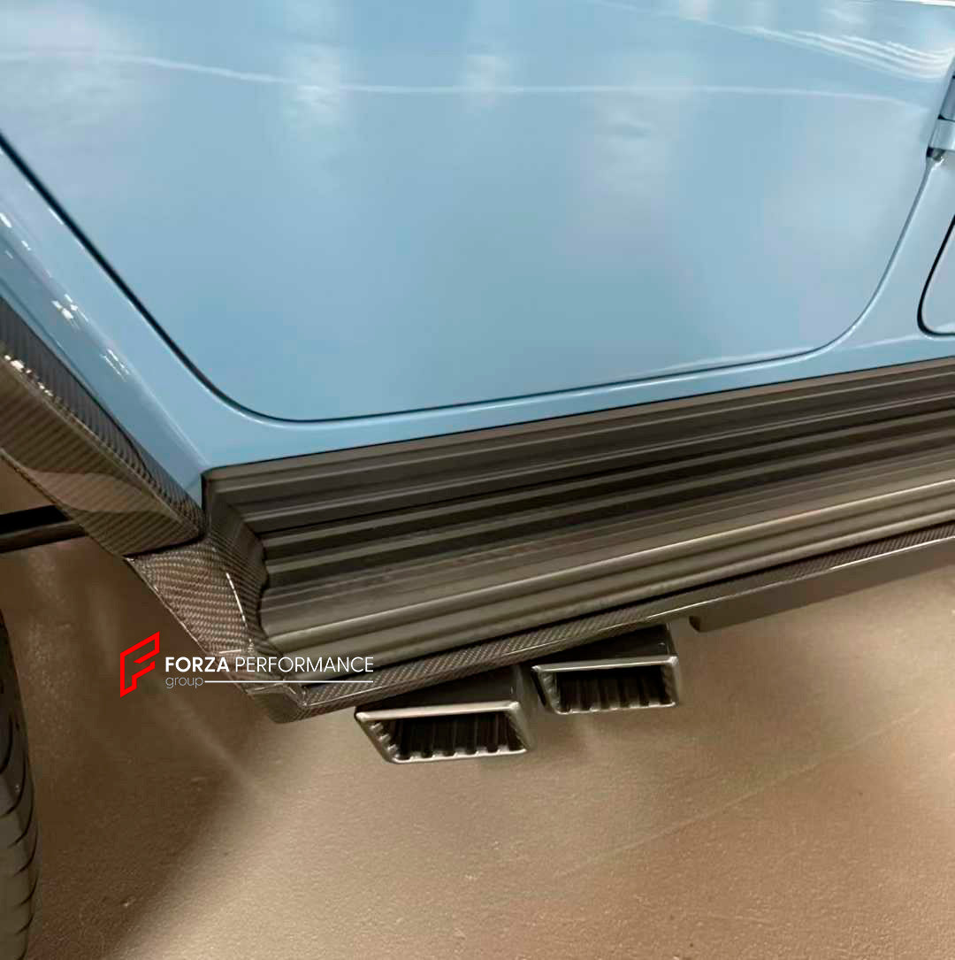 DRY CARBON BODY KIT for MERCEDES BENZ G-CLASS W465 G63 G550 G500 G350 2024+

Set includes:

Front Lip
Front Bumper Side Air Vents
Front Bumper Cover
Front Grille Frame
Headlights Cover
Hood / Bonnet
Turning Lights Frame
Side Mirror Covers
Side Moldings Trims
Fender Flares
Side Skirts
Exhaust Tips
Roof Cover with LED Lights
Rear Spoiler
D-Pillar Add-Ons
Spare Tire Cover
Rear Bumper Covers
Rear Diffuser

Material: Dry Carbon