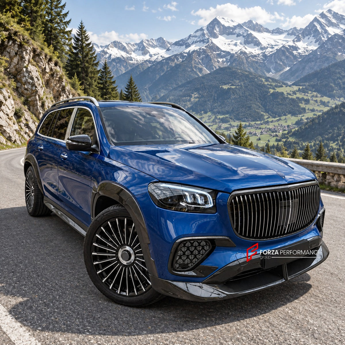 DRY CARBON BODY KIT for MERCEDES-BENZ GLS-CLASS MAYBACH X167 GLS600 FACELIFT 2023+ FORZA PERFORMANCE custom fit Larte Design Style

Set includes:
Front Lip
Front Bumper Air Vent Covers
Front Grille Mesh Cover Trims
Hood Bonnet
Fender Flares
Side Skirts
Roof Spoiler
Rear Bumper Center Trim
Rear Diffuser

Material: Dry Carbon

NOTE: Professional installation is required.