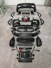 DRY CARBON BODY KIT for MERCEDES-BENZ GLS-CLASS X167 2019 - 2023 FORZA PERFORMANCE custom fit B800 Style

Set includes:
Front Lip
Front Bumper Assembly
Front Grille
Fender Flares
Roof Spoiler
Rear Bumper Center Trim
Rear Diffuser
Exhaust Tips

Material: Dry Carbon

NOTE: Professional installation is required.