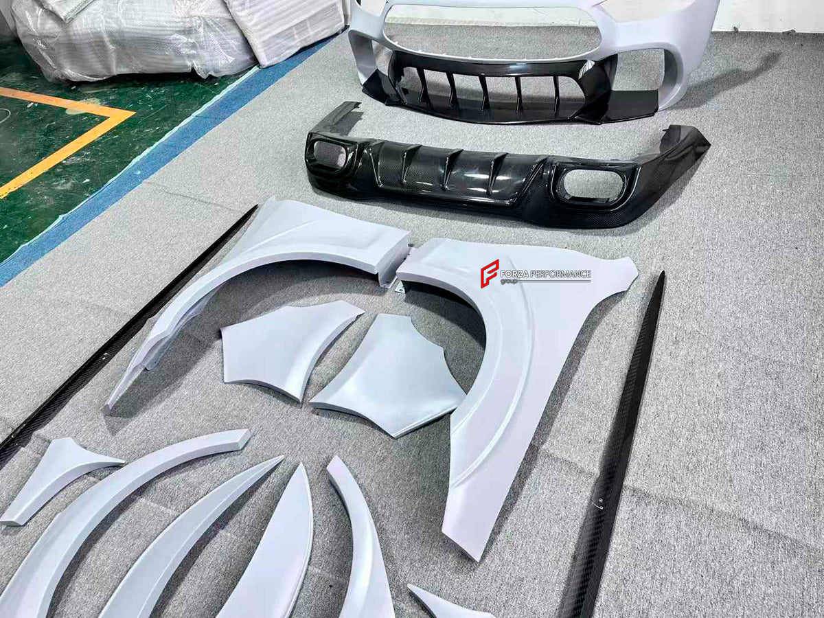 DRY CARBON BODY KIT for Mercedes Benz GT43 GT50 GT53 GT63 2018+
Set includes:

Front Bumper Assembly
Front Bumper Fins
License Plate
Front Splitters
Front Grille
Front Fenders
Side Skirts
Rear Fenders
Rear Diffuser
Rear Bumper Fins
Material: Dry Carbon

NOTE: Professional installation is required.