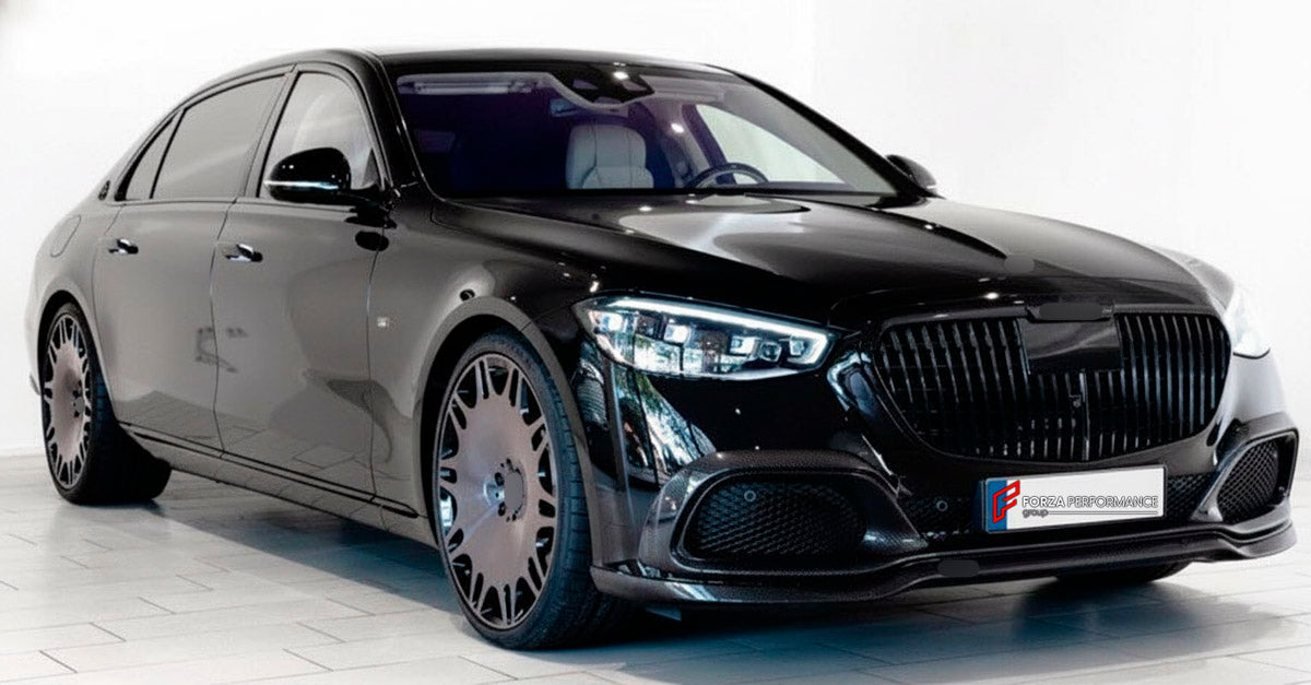 DRY CARBON BODY KIT for Mercedes Benz S Class S680 W223 2020+
Set includes:

Front Lip
Front Bumper Air Vent Cover
Ducktail Spoiler
Rear Bumper Air Vent Cover
Rear Diffuser
Material: Dry Carbon

NOTE: Professional installation is required.