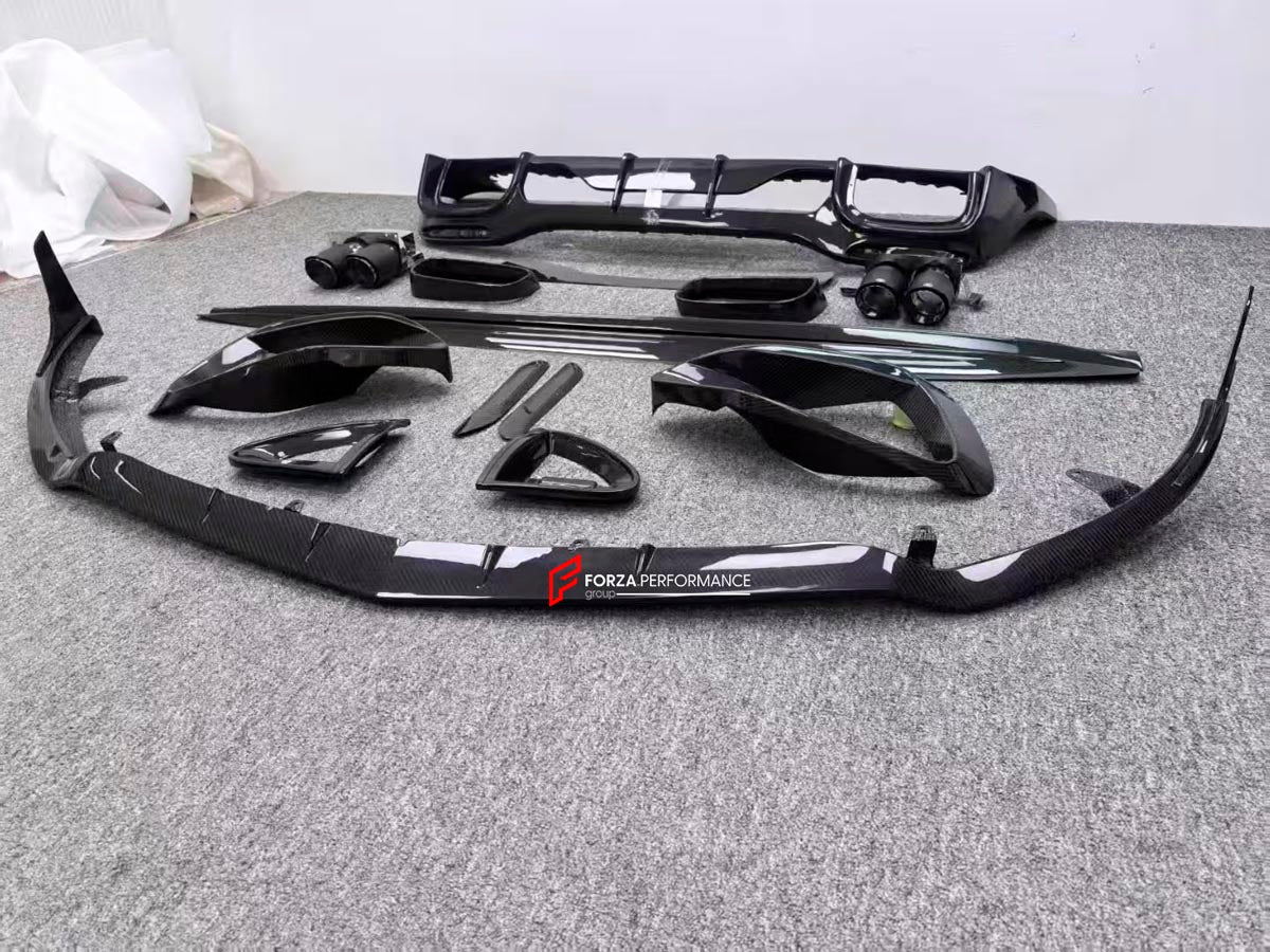 DRY CARBON BODY KIT for MERCEDES BENZ SL 63 R232 2022+ Forza Performance Custom fit
Set includes:

Front Lip
Front Air Intakes
Side Skirts
Rear Diffuser
Rear Spoiler
Exhaust Tips
Material: Dry Carbon

NOTE: Professional installation is required.