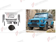 DRY CARBON BODY KIT for Mercedes-Benz G-Class W465 G63 G450D G500 G550 2025+
Set includes:

Front Bumper Assembly
Side Mirror Covers
Side Skirts
Body Side Door Moldings
Spare Wheel Tire Cover
Material: Dry Carbon

NOTE: Professional installation is required.