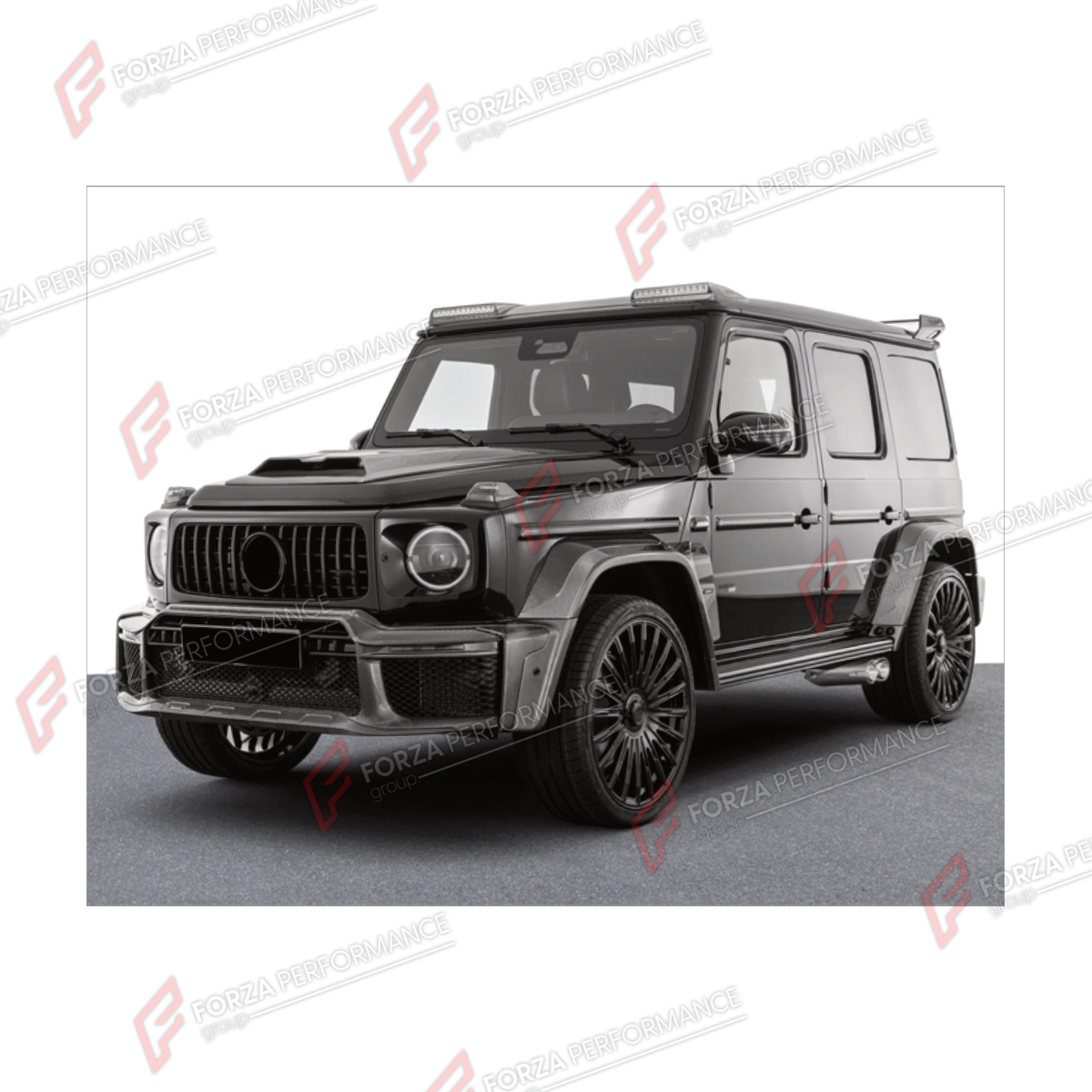 DRY CARBON BODY KIT for MERCEDES-BENZ G-CLASS W465 G63 G450D G500 G550 2025+ FORZA PERFORMANCE custom fit B800
Set includes:

Front Bumper Assembly
Hood Bonnet
Front Fenders
Rear Fenders
Rear Bumper Assembly
Material: Dry Carbon, Plastic

NOTE: Professional installation is required.
