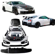 DRY CARBON BODY KIT for Nissan GT-R R35 2007 - 2016
Set includes:

Front Bumper
Front Lip
Front Canards
Hood Bonnet
Side Skirts
Rear Spoiler Wing
Trunk Lid
Rear Diffuser
Rear Bumper
Material: Dry Carbon

NOTE: Professional installation is required.