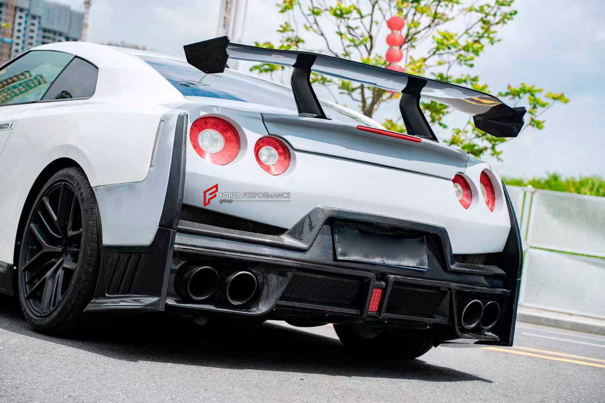 DRY CARBON BODY KIT for Nissan GT-R R35 2007 - 2016
Set includes:

Front Bumper
Front Lip
Front Canards
Hood Bonnet
Side Skirts
Rear Spoiler Wing
Trunk Lid
Rear Diffuser
Rear Bumper
Material: Dry Carbon

NOTE: Professional installation is required.
