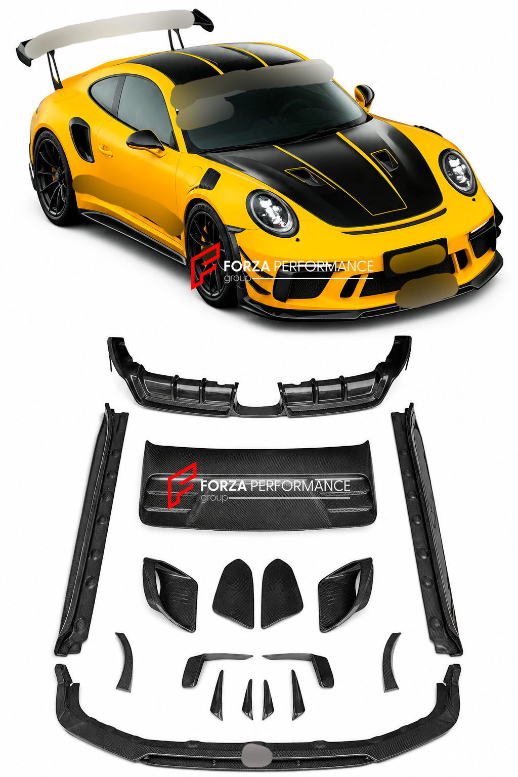 DRY CARBON BODY KIT for PORSCHE 911 991.2 GT3 RS 2018 - 2020 Forza Performance custom fit CMST design style 