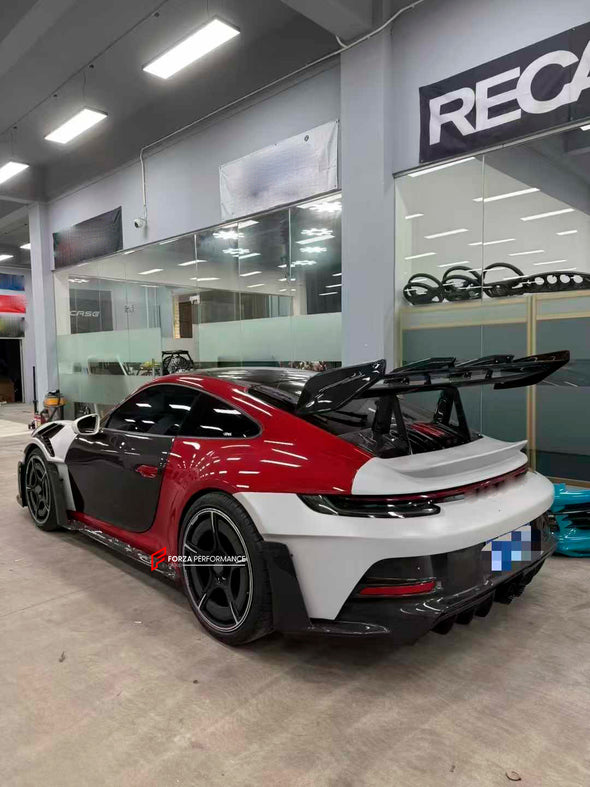 CONVERSION DRY CARBON BODY KIT for PORSCHE 911 992.1 CARRERA CARRERA S 2019 - 2025 UPGRADE to PORSCHE 911 992 GT3 RS 2019 - 2025

Set includes:

Front Bumper
Front Lip
Front Hood
Front Fender Air Vents

Side Door Panels

Side Skirts
Rear Bumper

Rear Diffuser
Rear Big Spoiler
Rear Base Spoiler
Rear Engine Hood
Rear Canards
Exhaust System


Material: Dry Carbon

Will Fit: PORSCHE 911 992.1 CARRERA CARRERA S 2019 - 2025

NOTE: Professional installation is required.

Carbon Fiber Body Kit for Porsche GT3 RS – 