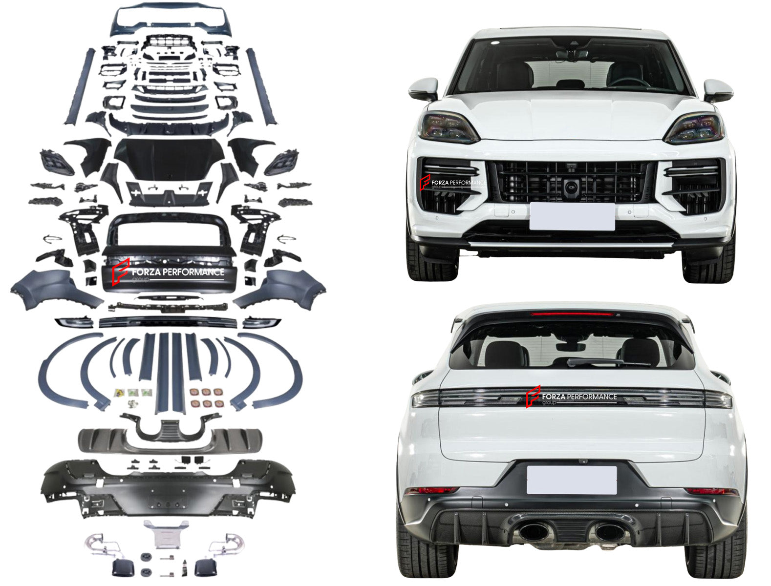 DRY CARBON BODY KIT for PORSCHE CAYENNE 9Y0.1 2018 - 2023 UPGRADE to 9Y0.2 2024+ TURBO GT STYLE

Set includes:

Front Assembly
Fender Flares

Side Skirts
Trunk
Rear Diffuser (Dry Carbon)
Exhaust Tips

Note: Professional installation is required

CONTACT US FOR PRICING.

Why “Contact Us for Pricing”?

We don’t display fixed prices because our goal is to offer you the most competitive deal possible. Product costs often decrease over time, and by requesting a quote, you’ll receive our most up-to-date price on 