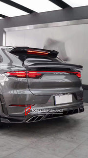DRY CARBON BODY KIT for PORSCHE CAYENNE 9YA 2018+  Set includes:  Hood Headlight Add-ons Front Bumper Air Vents Front Lip Side Skirts Fender Air Vents Roof Spoiler Rear Spoiler Rear Diffuser