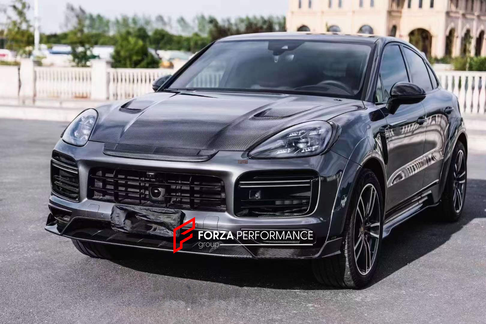 DRY CARBON BODY KIT for PORSCHE CAYENNE 9YA 2018+  Set includes:  Hood Headlight Add-ons Front Bumper Air Vents Front Lip Side Skirts Fender Air Vents Roof Spoiler Rear Spoiler Rear Diffuser