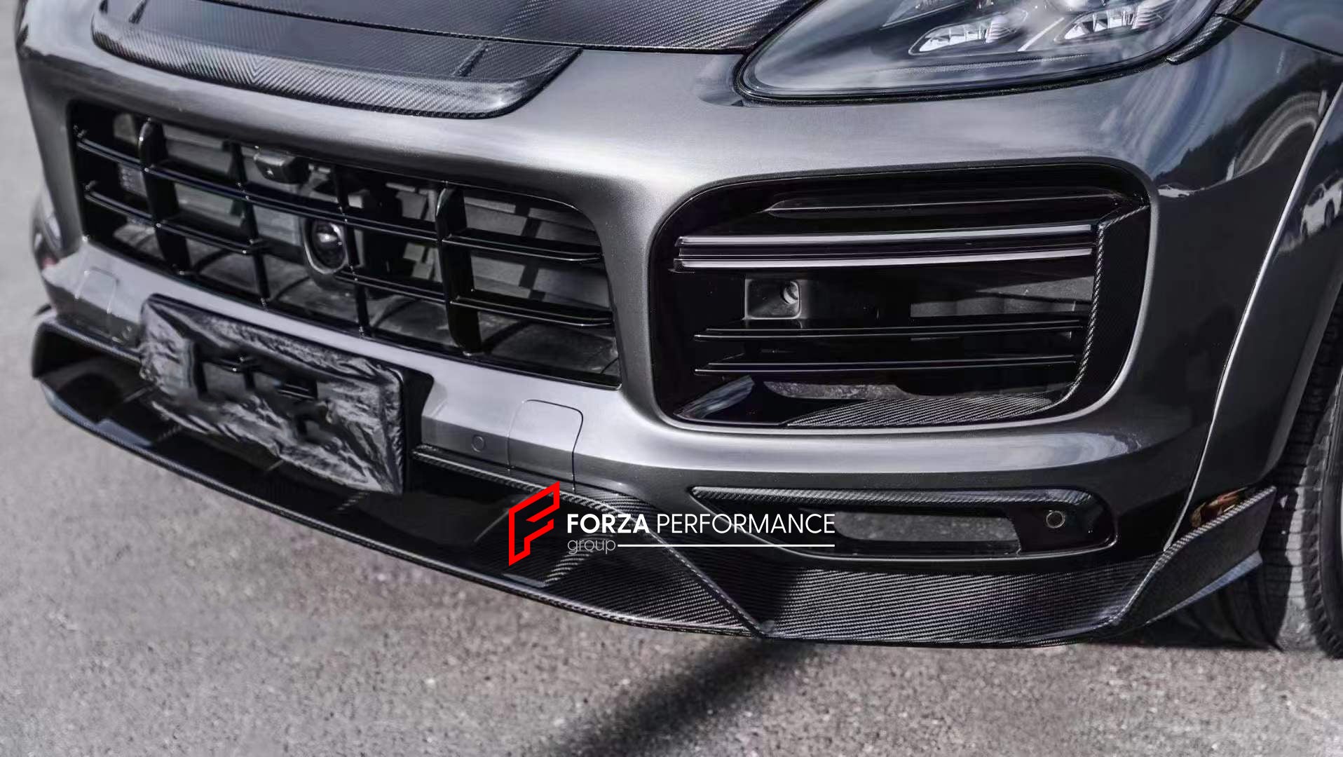 DRY CARBON BODY KIT for PORSCHE CAYENNE 9YA 2018+  Set includes:  Hood Headlight Add-ons Front Bumper Air Vents Front Lip Side Skirts Fender Air Vents Roof Spoiler Rear Spoiler Rear Diffuser