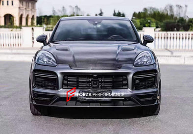 DRY CARBON BODY KIT for PORSCHE CAYENNE 9YA 2018+  Set includes:  Hood Headlight Add-ons Front Bumper Air Vents Front Lip Side Skirts Fender Air Vents Roof Spoiler Rear Spoiler Rear Diffuser