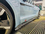 DRY CARBON BODY KIT for PORSCHE TAYCAN J1 2020 - 2024 FORZA PERFORMANCE custom fit MS Style

Set includes:
Front Lip
Front Bumper Center Trim
Headlight Inserts
Side Mirror Covers
Body Side Door Moldings
Side Skirts
Ducktail Spoiler
Rear Diffuser

Material: Dry Carbon, Carbon

NOTE: Professional installation is required.
