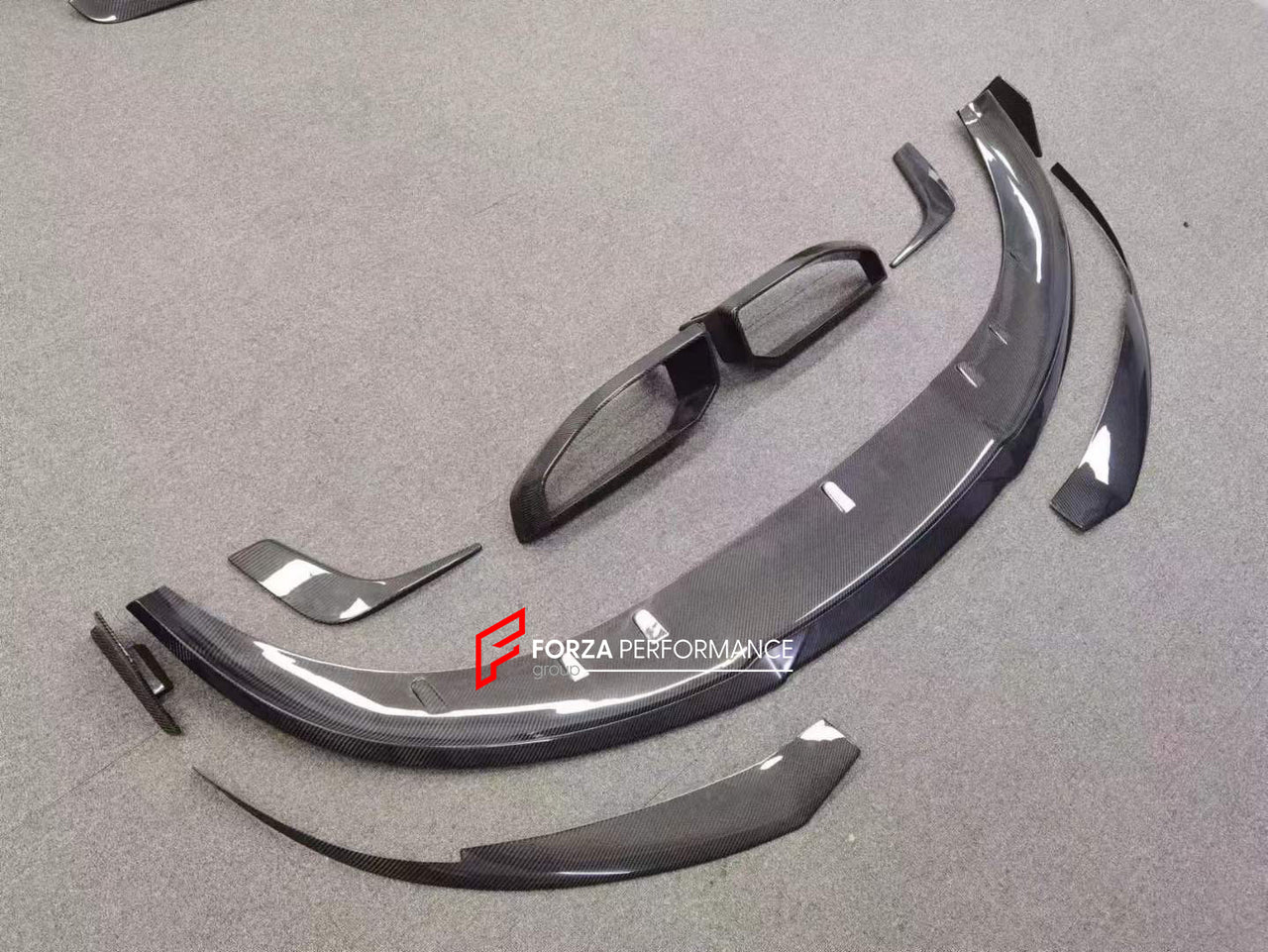 DRY CARBON BODY KIT for PORSCHE TAYCAN  Set includes:  Front Lip Front Bumper Air Vents Front Canards