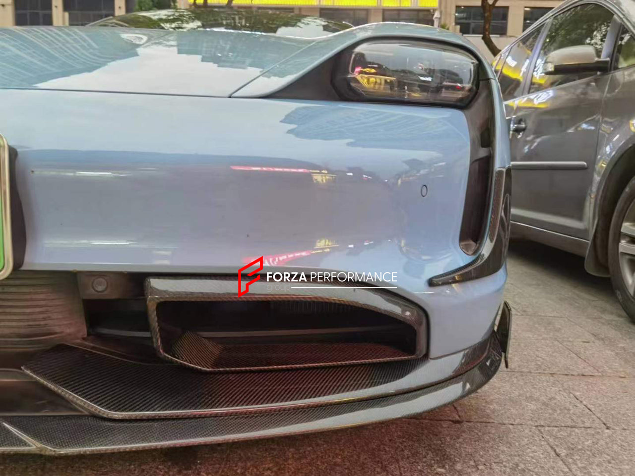 DRY CARBON BODY KIT for PORSCHE TAYCAN  Set includes:  Front Lip Front Bumper Air Vents Front Canards