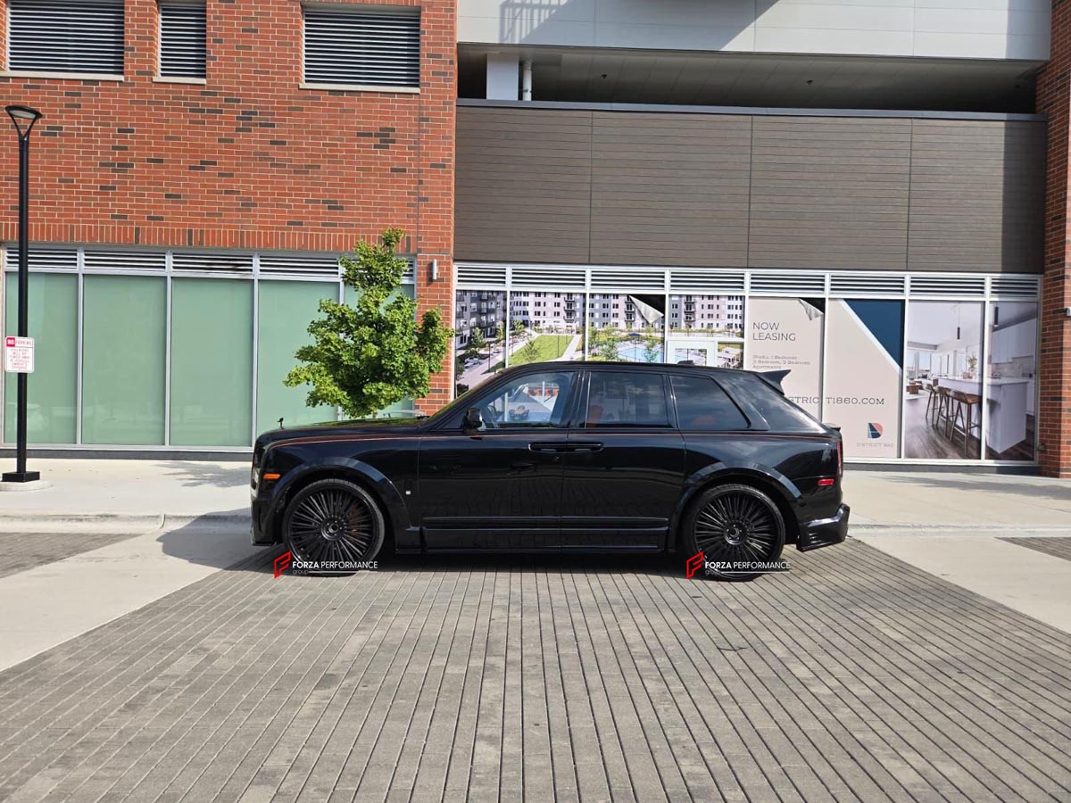 DRY CARBON BODY KIT for ROLLS ROYCE CULLINAN 2018 - 2024

Set includes:

Front Bumper
Front Fenders
Front Fender Flares
Side Skirts
Rear Fender Flares

Roof Spoiler
Rear Spoiler
Rear Bumper
Exhaust Tips

Material: Dry Carbon