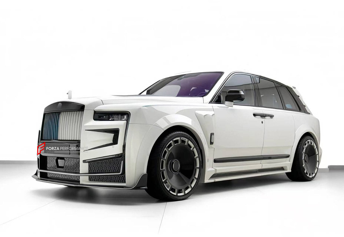 DRY CARBON BODY KIT for ROLLS-ROYCE CULLINAN SERIES II 2024+ FORZA PERFORMANCE custom fit Keyvany Style

Set includes:
Front Lip
Front Bumper
Body Side Door Moldings
Side Skirts
Roof Spoiler
Ducktail Spoiler
Rear Diffuser

Material: Dry Carbon

NOTE: Professional installation is required.