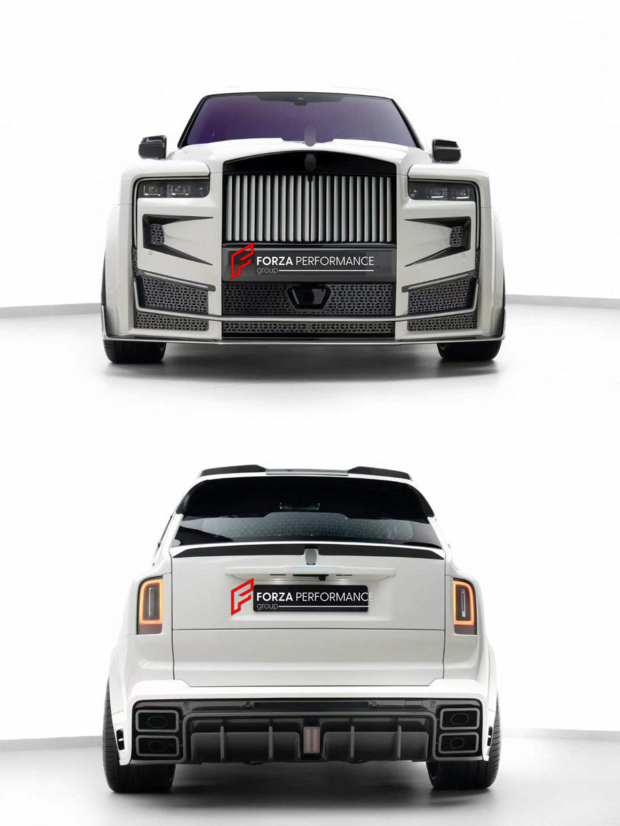 DRY CARBON BODY KIT for ROLLS-ROYCE CULLINAN SERIES II 2024+ FORZA PERFORMANCE custom fit Keyvany Style

Set includes:
Front Lip
Front Bumper
Body Side Door Moldings
Side Skirts
Roof Spoiler
Ducktail Spoiler
Rear Diffuser

Material: Dry Carbon

NOTE: Professional installation is required.