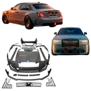 DRY CARBON BODY KIT for ROLLS ROYCE GHOST RR21 FACELIFT 2025+ FORZA PERFORMANCE Mansory+
Set includes:

Front Lip
Front Bumper Assembly
Hood Bonnet
Side Skirts
Ducktail Spoiler
Rear Bumper Assembly
Rear Diffuser
Material: Dry Carbon

NOTE: Professional installation is required.