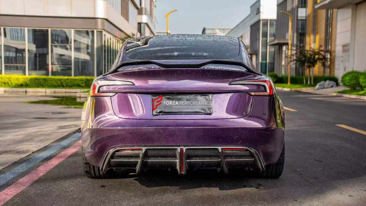 DRY CARBON BODY KIT for TESLA MODEL 3 FACELIFT HIGHLAND 2023+

Set includes:
Front Lip
Side Fender Vents
Side Mirror Covers
Side Skirts
Ducktail Spoiler
Rear Diffuser

Material: Dry Carbon

NOTE: Professional installation is required.