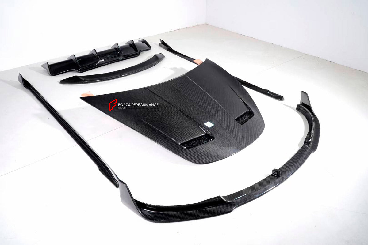 DRY CARBON BODY KIT for Tesla Model 3 V 2017 - 2023
Set includes:

Front Lip
Hood Bonnet
Side Skirts
Ducktail Spoiler
Rear Diffuser
Material: Carbon

NOTE: Professional installation is required.