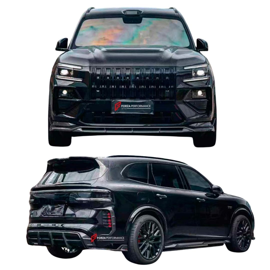 DRY CARBON BODY KIT for Zeekr 8X SHADOW 2026+
Set includes:

Front Lip
Front Bumper
Front Bumper Canards
Hood Bonnet
Side Skirts
Rear Bumper
Rear Bumper Canards
Rear Diffuser
Material
Dry Carbon
Note
Professional installation is required.