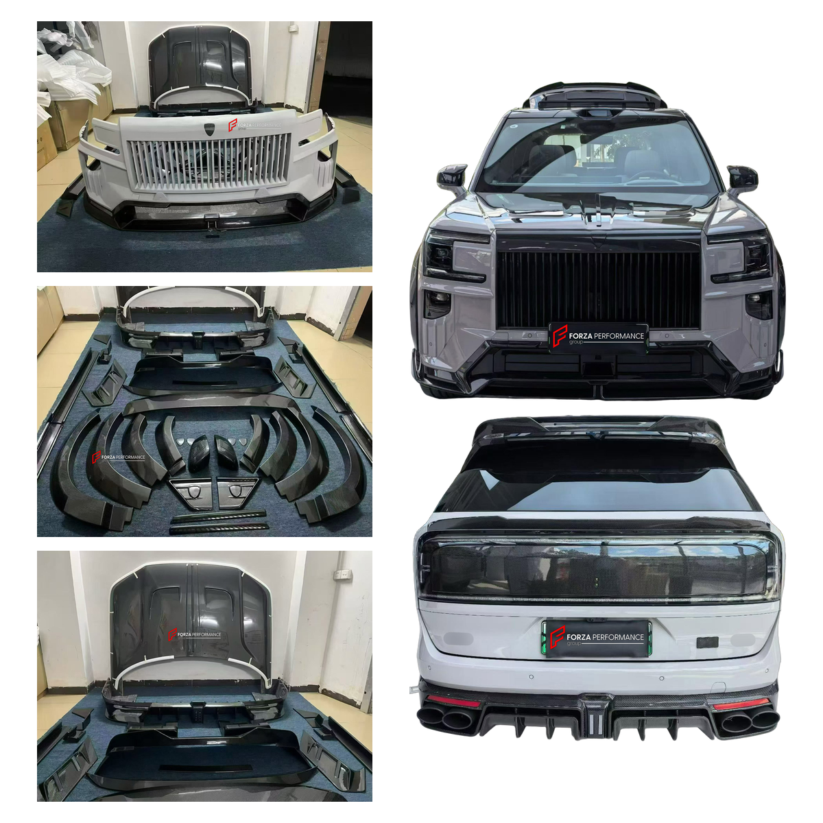 DRY CARBON BODY KIT for ZEEKR 9X 2025+ FORZA PERFORMANCE custom fit Mansory Style

Set includes:
Front Bumper
Hood Bonnet
Front Fenders
Fender Flares
Side Mirror Covers
Side Skirts
Roof Spoiler
Rear Spoiler Wing
Rear Diffuser

Material: Dry Carbon, Forged Carbon, Carbon

NOTE: Professional installation is required.