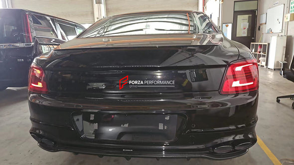 DRY CARBON BODY KIT W12 STYLE for BENTLEY FLYING SPUR 2020+  Set includes:  Carbon front lip Carbon side skirts Carbon rear diffuser Carbon rear spoiler