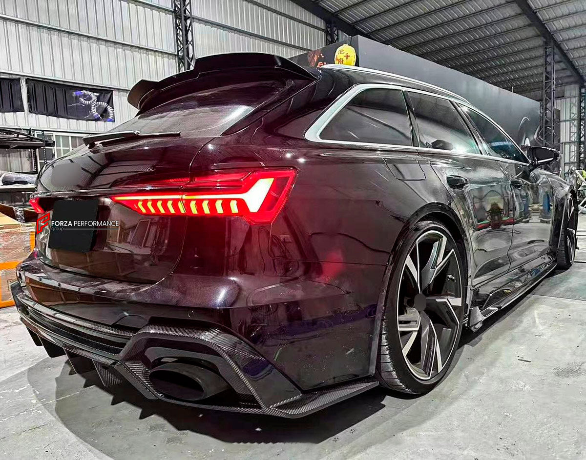 DRY CARBON BODY KIT for AUDI RS6 C8 2019 - 2023

Set includes:

Front Lip
Front Bumper Canards
Hood Bonnet
Side Skirts
Roof Spoiler
Rear Diffuser
Material: Dry Carbon

NOTE: Professional installation is required