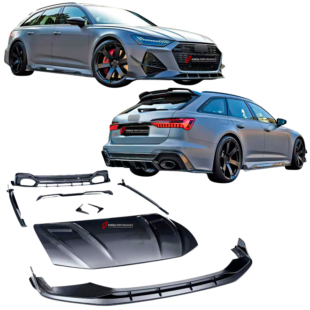 DRY CARBON BODY KIT for AUDI RS6 C8 2019 - 2023

Set includes:

Front Lip
Front Bumper Canards
Hood Bonnet
Side Skirts
Roof Spoiler
Rear Diffuser
Material: Dry Carbon

NOTE: Professional installation is required