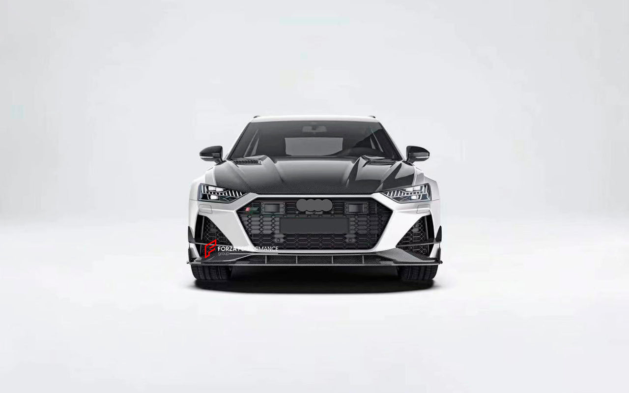 DRY CARBON BODY KIT WITH EXHAUST SYSTEM for AUDI RS6 C8 2019 - 2023

Set includes:

Front Lip

Hood
Side Skirts
Roof Spoiler
Rear Diffuser

Material: Dry Carbon Fiber

NOTE: Professional installation is required