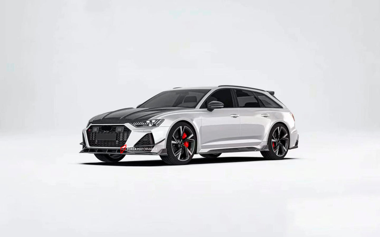 DRY CARBON BODY KIT WITH EXHAUST SYSTEM for AUDI RS6 C8 2019 - 2023

Set includes:

Front Lip

Hood
Side Skirts
Roof Spoiler
Rear Diffuser

Material: Dry Carbon Fiber

NOTE: Professional installation is required