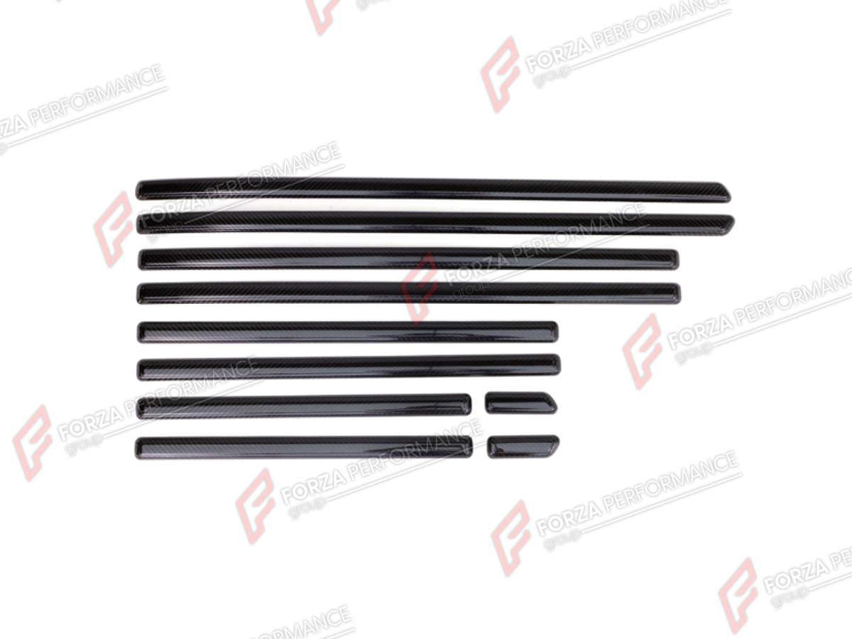 DRY CARBON BODY SIDE DOOR MOLDINGS for MERCEDES-BENZ G-CLASS W464 2019 - 2024 FORZA PERFORMANCE custom fit Bulge Style

Set includes:
Body Side Door Moldings

Material: Dry Carbon

NOTE: Professional installation is required.