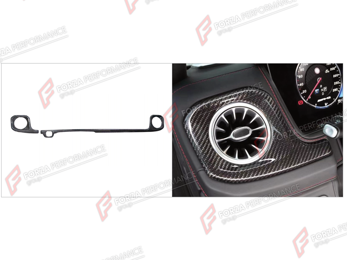 DRY CARBON CENTER CONSOLE AIR OUTLET COVER TRIM for MERCEDES-BENZ G-CLASS W464 G63 G350 G350D G400D G500 G550 2019 - 2024

Set includes:
Center Console Air Outlet Cover Trim

Material: Dry Carbon

NOTE: Professional installation is required.