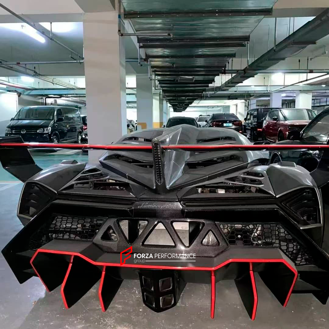 DRY CARBON CONVERSION BODY KIT for LAMBORGHINI AVENTADOR LP700 2011 - 2016 upgrade to VENENO LP750

Set includes:

Front Lip
Front Fenders
Headlights
Front Hood / Bonnet
Roof
Side Skirts
Rear Quarter Panels
Rear Hood/ Bonnet
Rear Fender Flares
Rear Wing Spoiler
Rear Bumper
Rear Diffuser
Exhaust Catback

Material: Dry Carbon

NOTE: Professional installation is required.