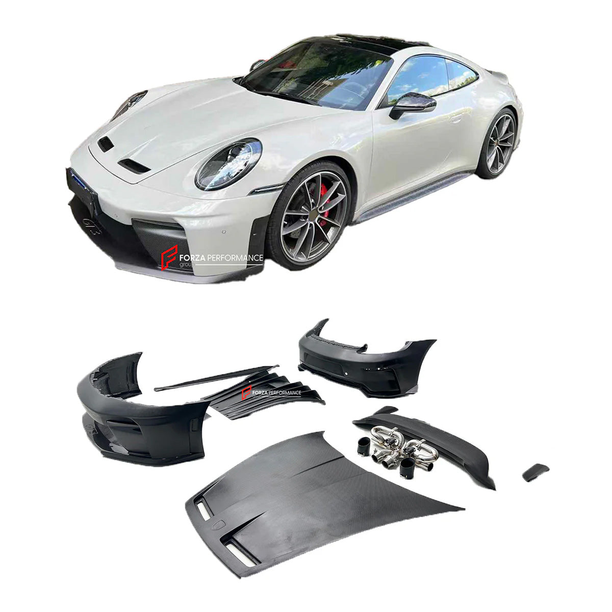 DRY CARBON CONVERSION BODY KIT for PORSCHE 911 992.1 CARRERA S 2019 - 2023 to 992.2 GT3 TOURING