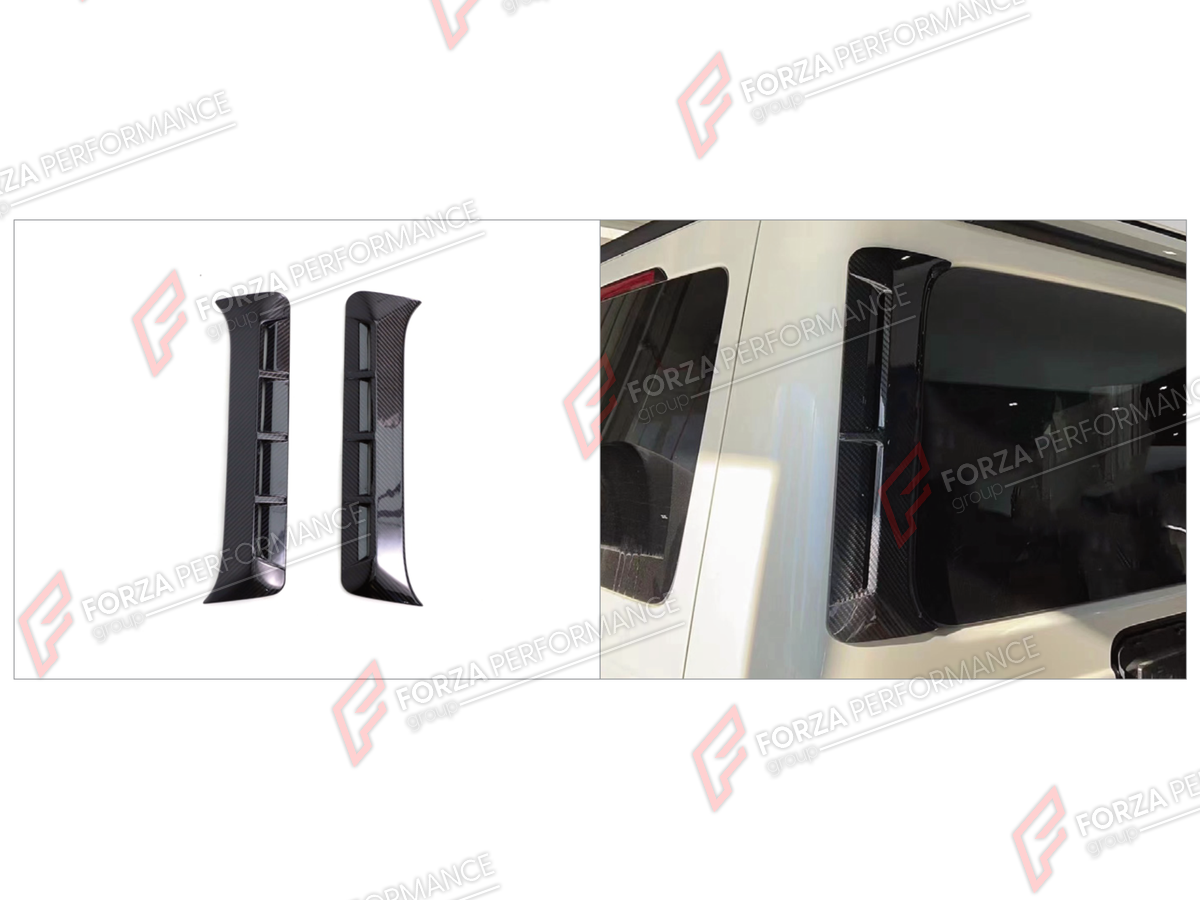 DRY CARBON D-PILLAR AIR VENTS for MERCEDES-BENZ G-CLASS W464 2019 - 2024 FORZA PERFORMANCE custom fit Original Style

Set includes:
D-Pillar Air Vents

Material: Dry Carbon

NOTE: Professional installation is required.