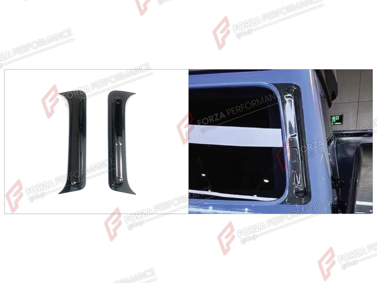 DRY CARBON D-PILLAR AIR VENTS for MERCEDES-BENZ G-CLASS W464 2019 - 2024 FORZA PERFORMANCE custom fit M Style

Set includes:
D-Pillar Air Vents

Material: Dry Carbon

NOTE: Professional installation is required.