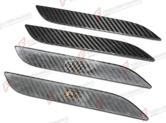 DRY CARBON DOOR HANDLE COVERS 4 PCS for TESLA MODEL S 2021+
Set includes:

Door Handle Covers (4 pcs/set)
Material: Dry Carbon

NOTE: Add-on type - installs over the original part. Professional installation is required.