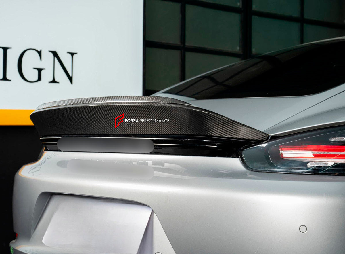DRY CARBON DUCKTAIL SPOILER for PORSCHE 718 982 SPYDER CAYMAN BOXSTER 2016 - 2025 custom fit RS
Set includes:

Ducktail Spoiler
Material: Dry Carbon

NOTE: Professional installation is required.